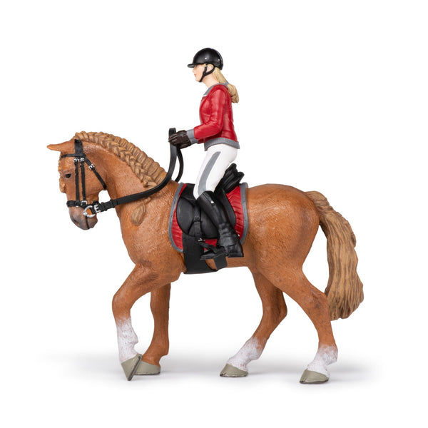 Figurine Cheval de promenade et sa cavalière Papo - cheval