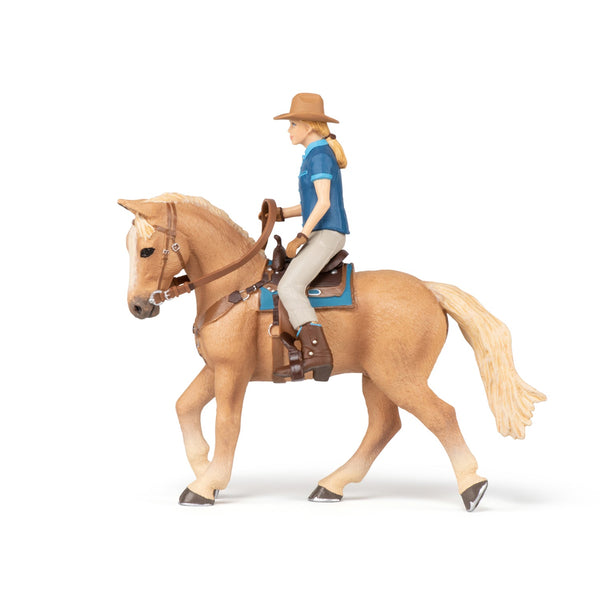 Figurine Cheval western et sa cavalière Papo - cheval