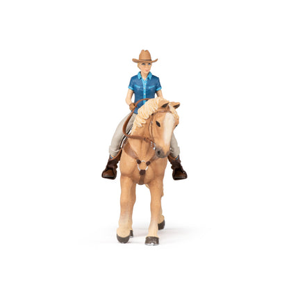 Figurine Cheval western et sa cavalière