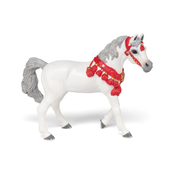 Figurine Cheval Arabe blanc en tenue de parade Papo - cheval