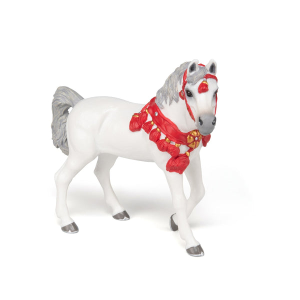 Figurine Cheval Arabe blanc en tenue de parade Papo - cheval