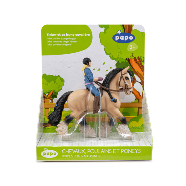 Figurine Tinker et sa jeune cavalière Papo - cheval