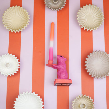 Bougeoir - Souris - Polyrésine - Rose/Rouge - 8x10x17cm