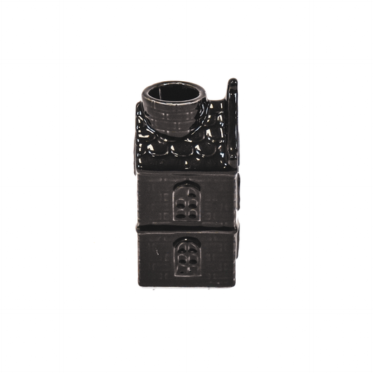 Bougeoir - Maison - Céramique - Noir - 6x5,5x11cm