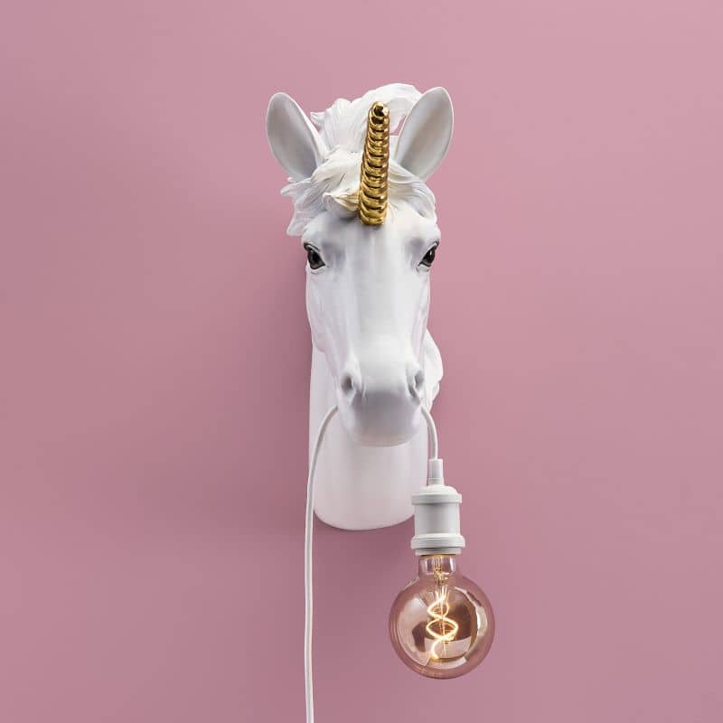 Aplique de parede Hugh Unicorn em ouro branco