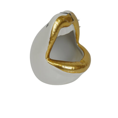 Vaso, decorazione, bordo, ceramica, oro/bianco, 10 x 10 x 12 cm