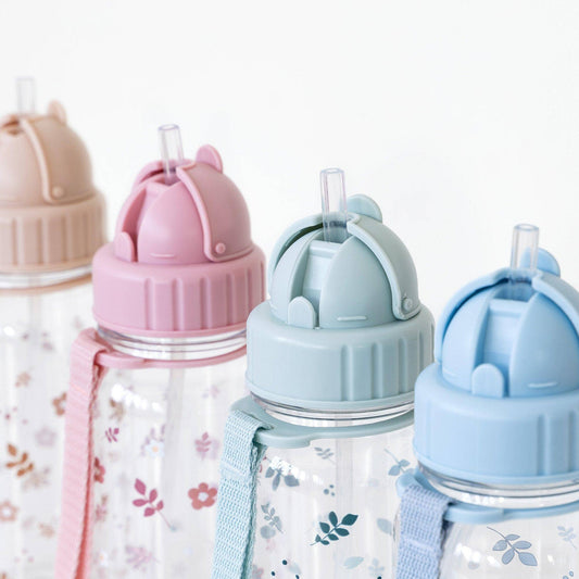 Plastic Bottle with Pink Leaves and Flowers