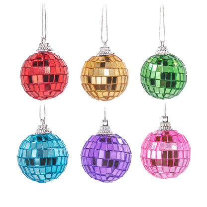 Paquete de 6 bolas navideñas facetadas multicolores