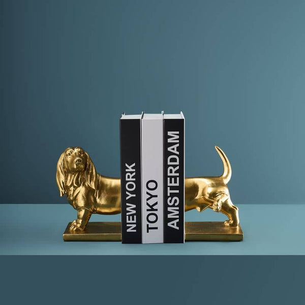 Sujetalibros Dachshund S/2, Dorado 27,5 x 14 x 20 cm