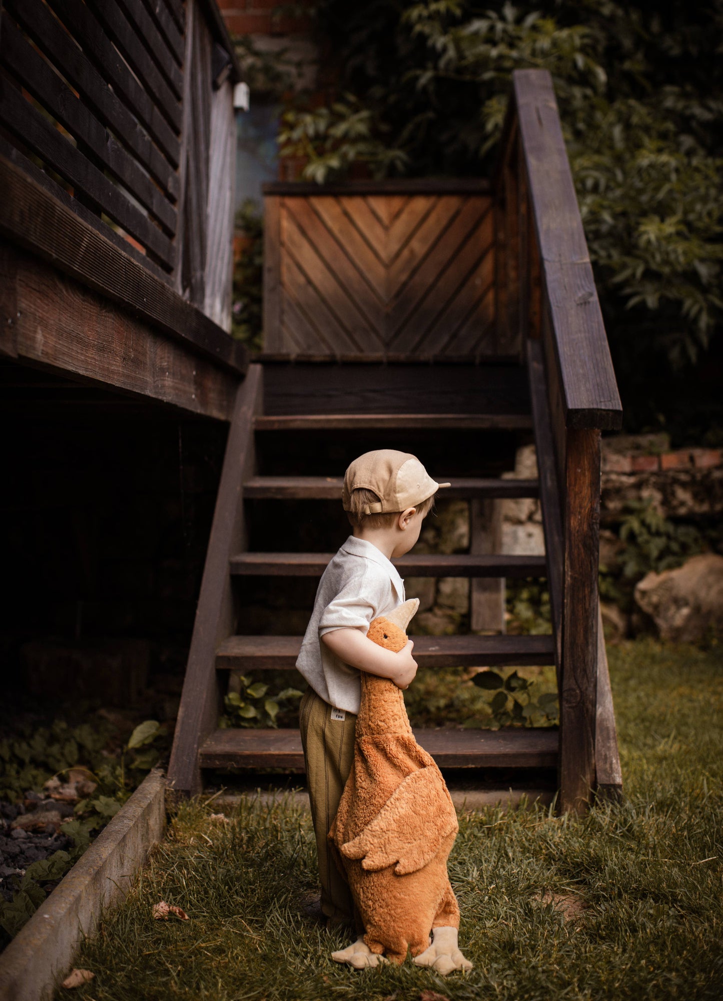 Grand animal en peluche Oie | rouille