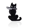 Spilla a forma di gatto nero con coltello