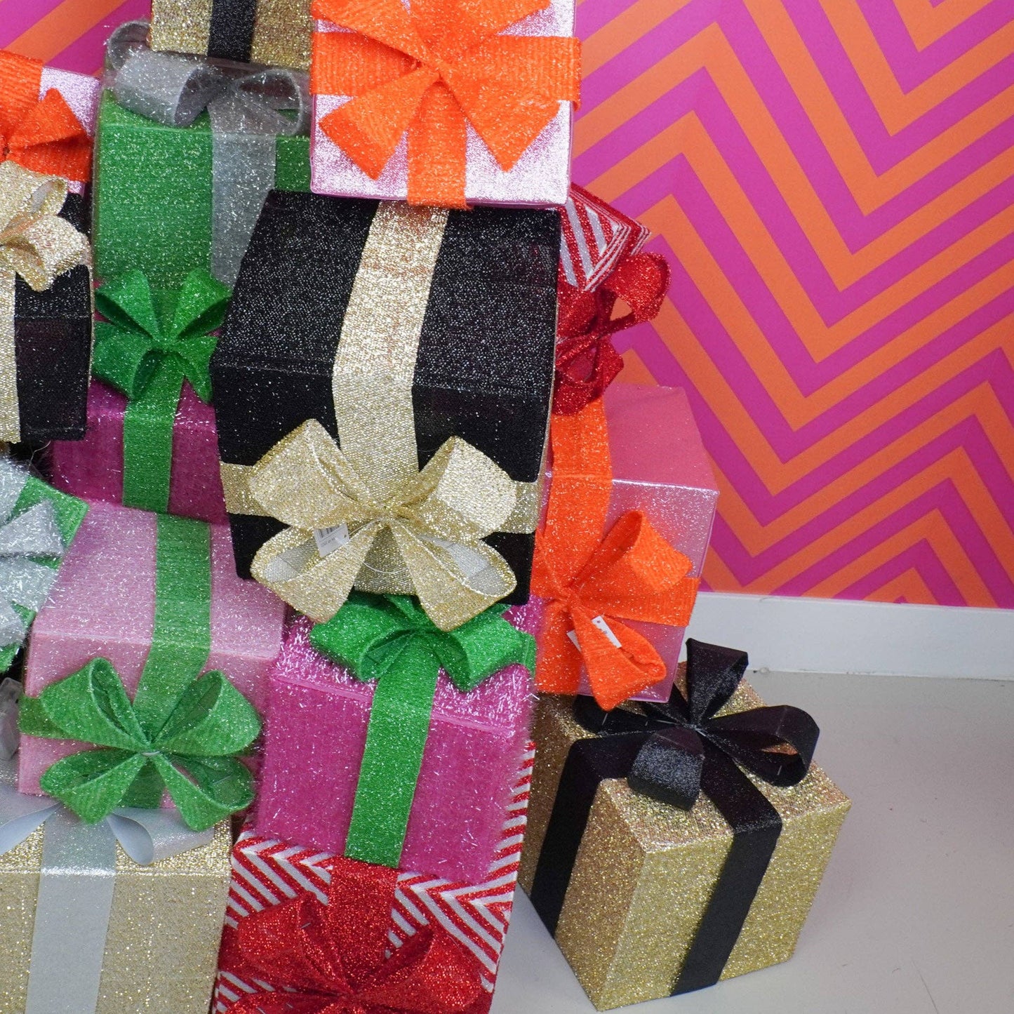 LED Christmas Gift - S3 - Polystyrene - Pink/Green - 15/20/25cm