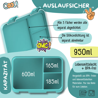 Brotdose mit Fächern, leicht & auslaufsicher - Pinguin