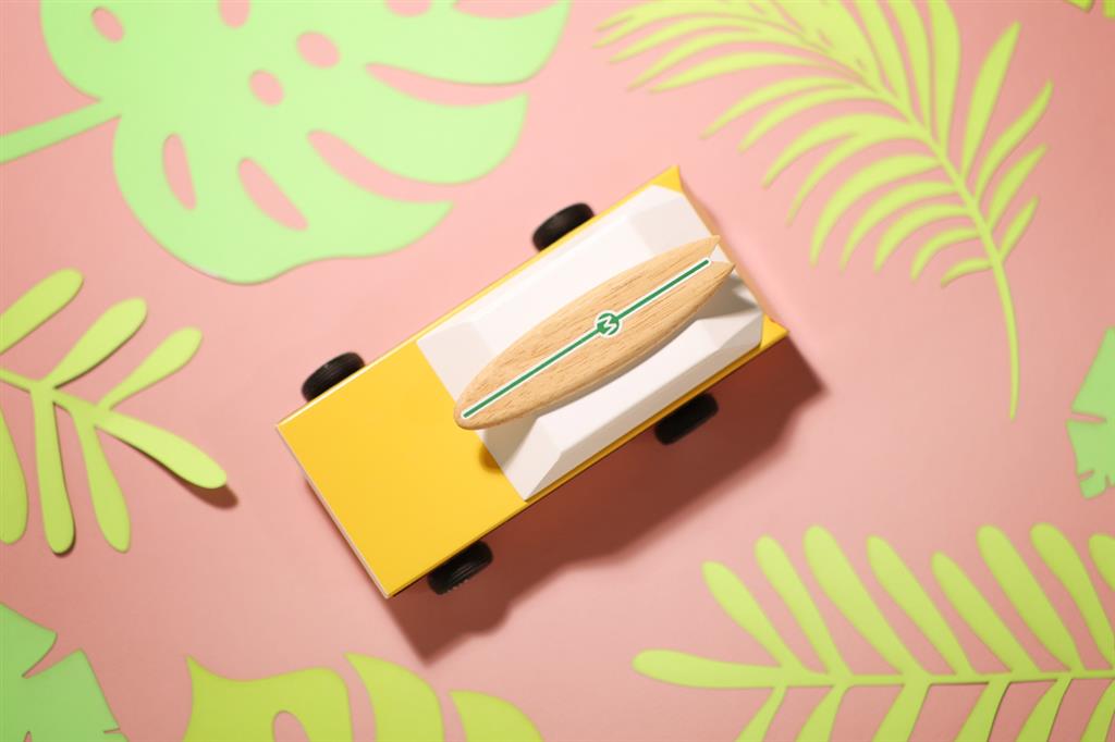 Voiture en Bois Candycar World - Break avec Planche de Surf