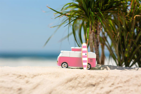 Candycar World - Furgone in legno rosa da spiaggia
