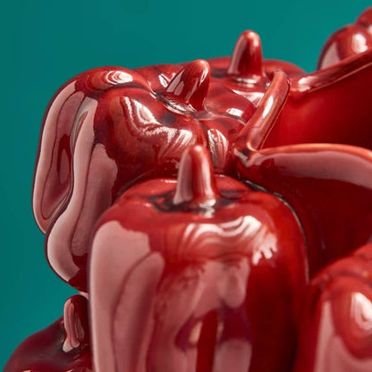 Jarrón Rojo Pimentón, Gres, 25 x 25 x 31 cm Hecho a mano