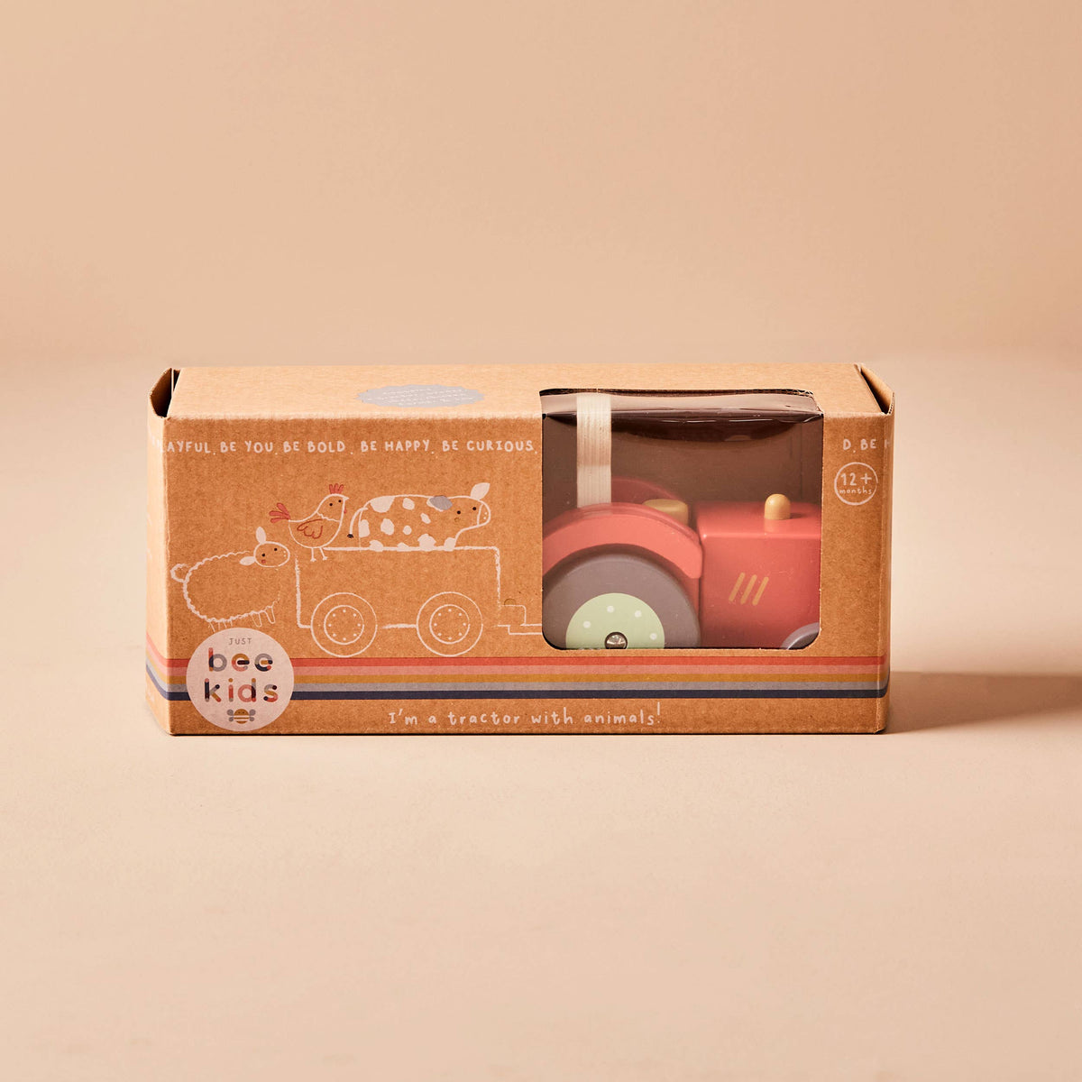 Tractor de juguete infantil, certificado FSC®, fabricado en madera