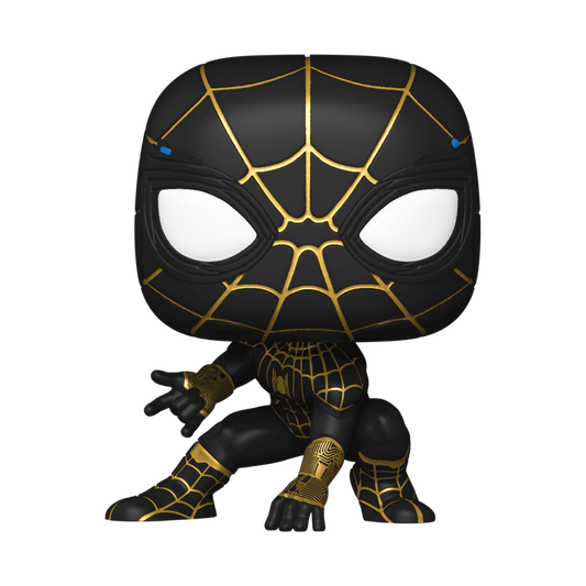 pop spider man black gold suit 911