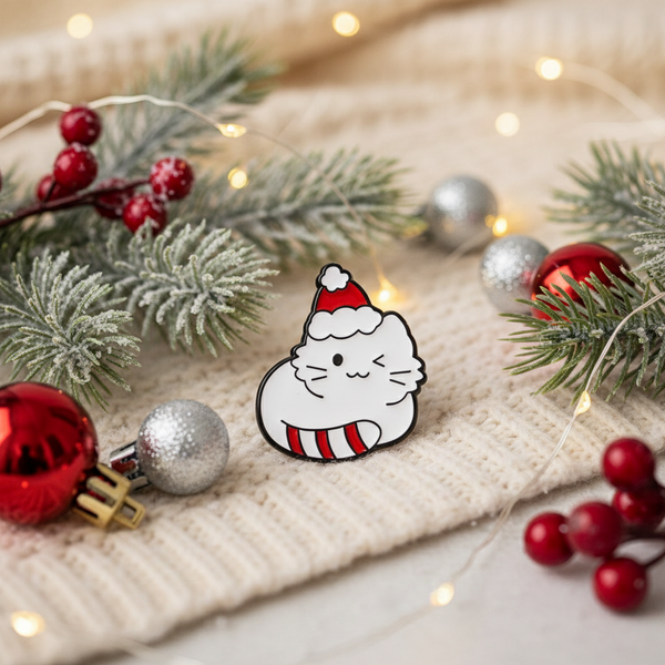 Spilla a forma di gatto di Natale