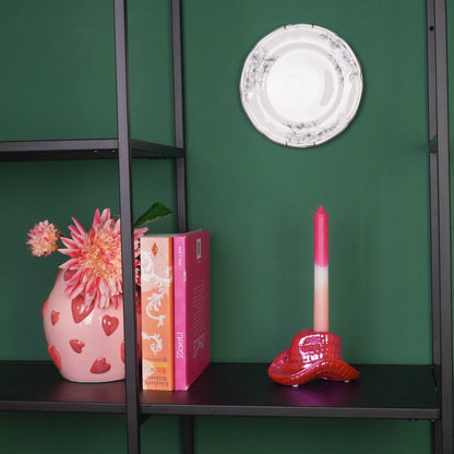 Bougeoir - Chapeau de cowboy - Céramique-Rose - 13,5x11x7 cm