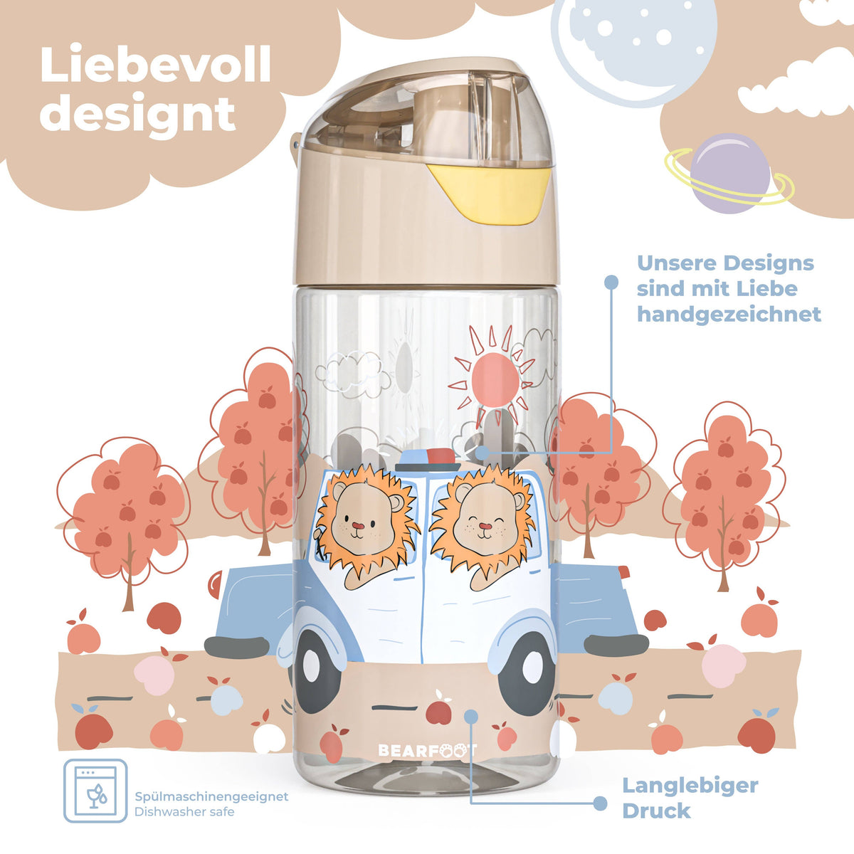 Trinkflasche Kinder, leichte Wasserflasche - Polizei Löwen