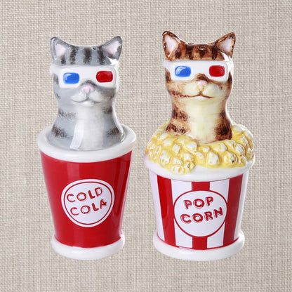 Juego de salero y pimentero de cerámica 3D con gatitos