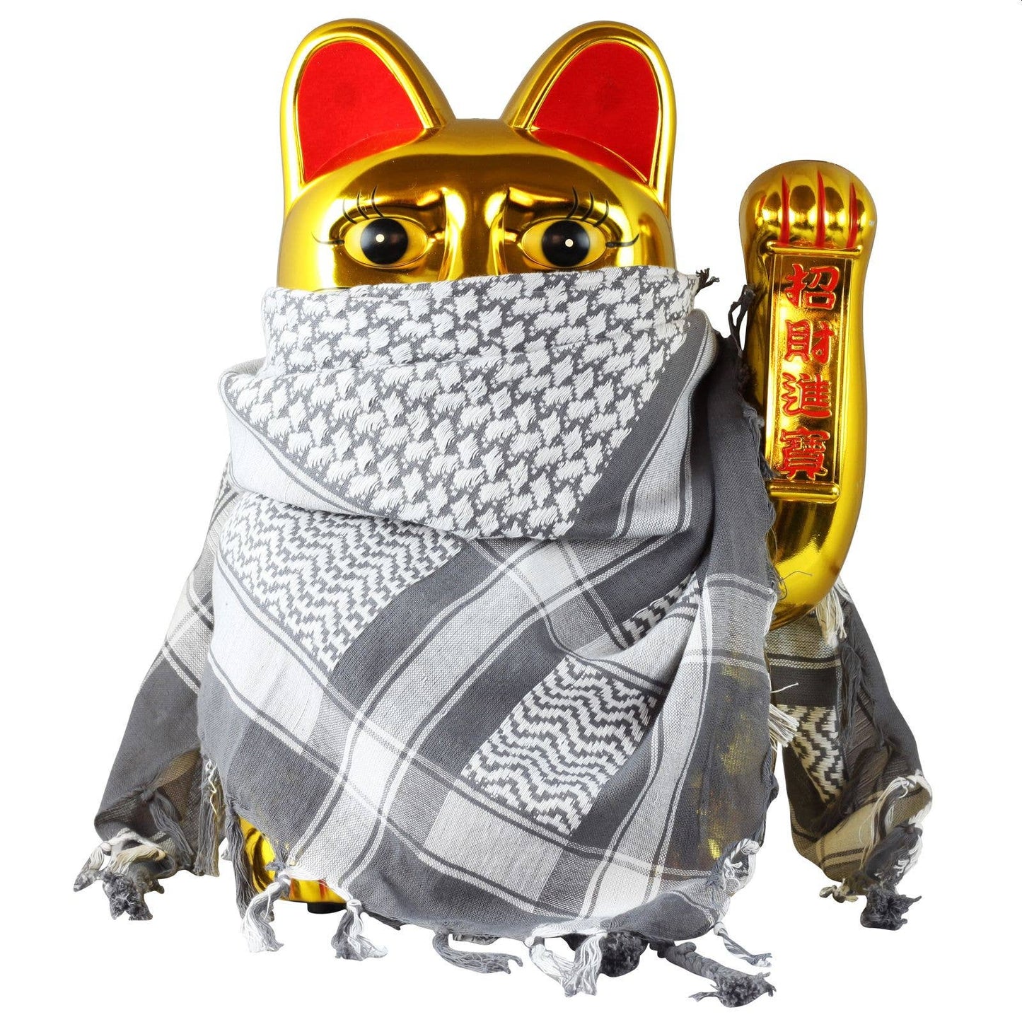 Grand Chat chanceux doré 40cm