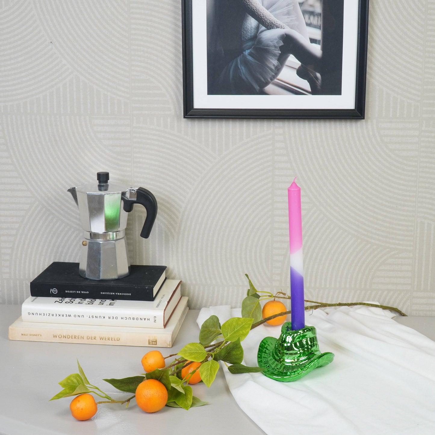 Portavelas - Sombrero de vaquero - Verde - 13,5 x 11 x 7 cm