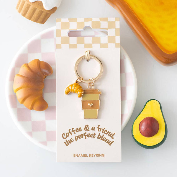 "Coffee and a Friend" Croissant Keychain