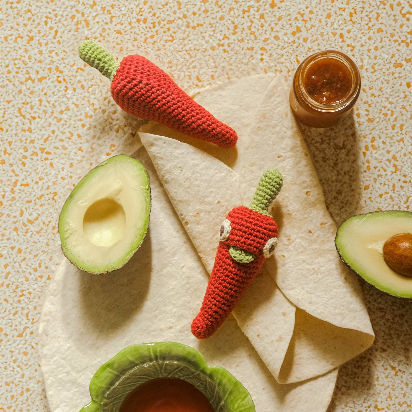 Crochet Chili Pepper Rattle, 100% Cotton