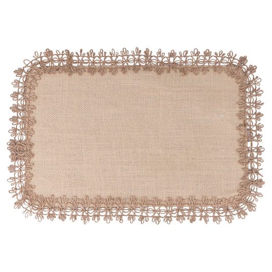 JUTE PLACEMAT RECT.   EMBROIDERED BORDER C - 5911184