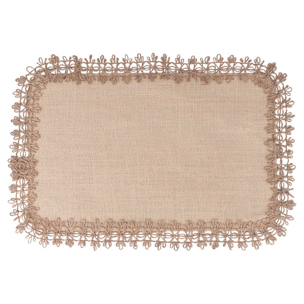 JUTE PLACEMAT RECT.   EMBROIDERED BORDER C - 5911184
