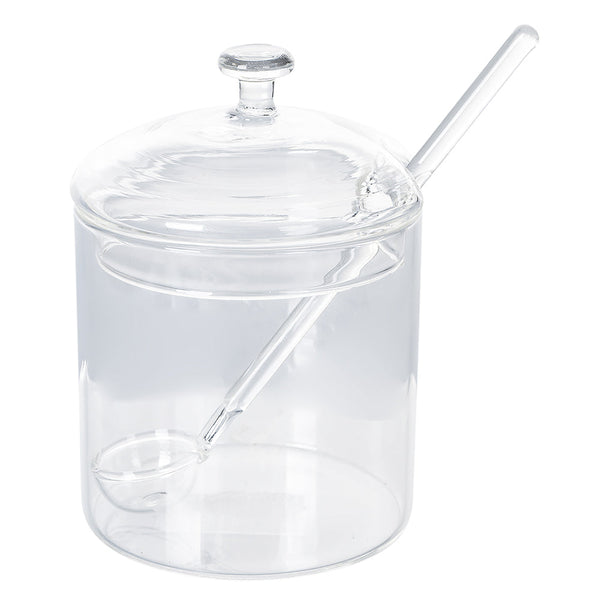 BOROSILICATE SUGAR BOWL WITH GLASS LID AND SPOON - 5912233