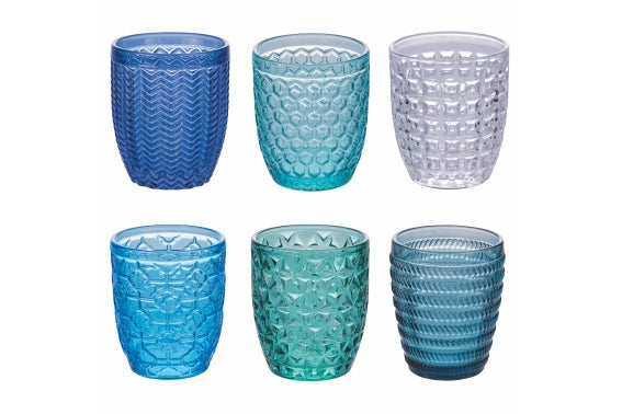 GEOMETRIE SET 6 WATER GLASSES ASS OCEAN - 5914912