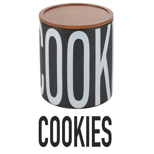 BIGISMORE BLACK BISCUIT JAR CERAMIC BAMBOO 2L - 5919842
