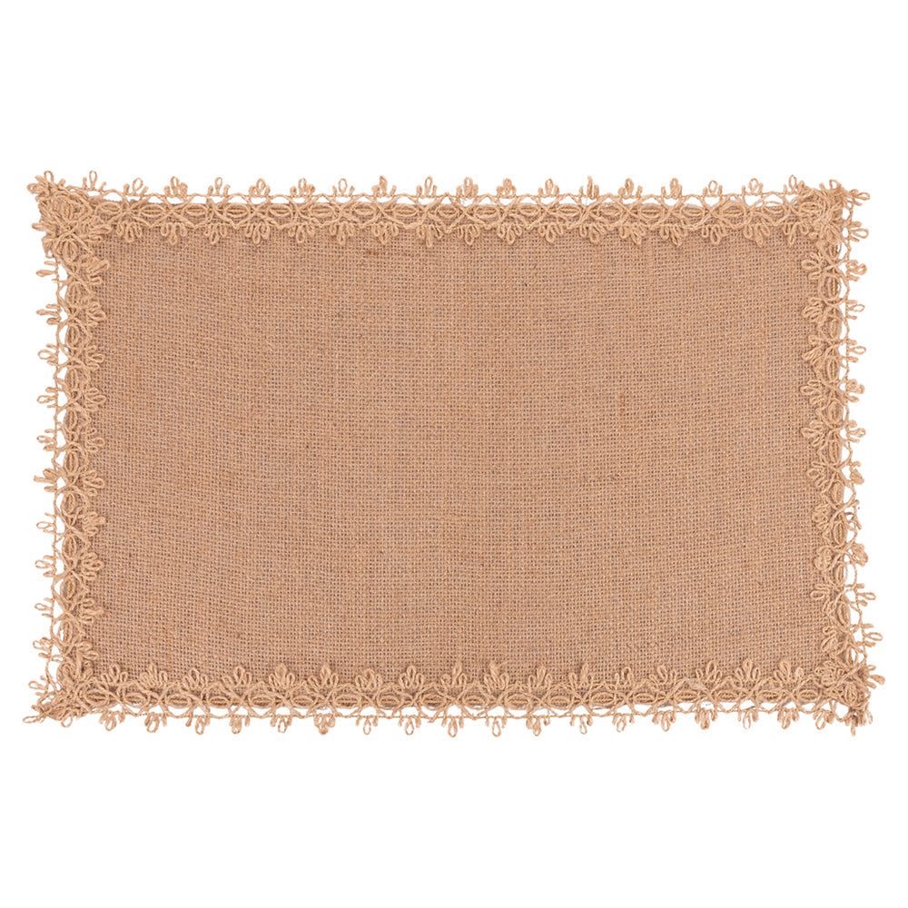JUTE PLACEMAT RECT.   EMBROIDERED BORDER B - 5921029
