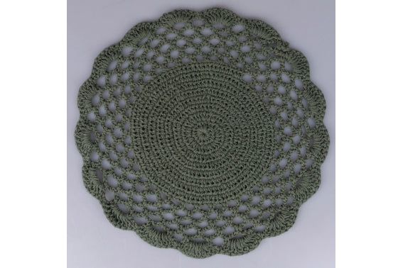 CROCHET PLACEMAT D 38CM MILITARY GREEN - 5921183