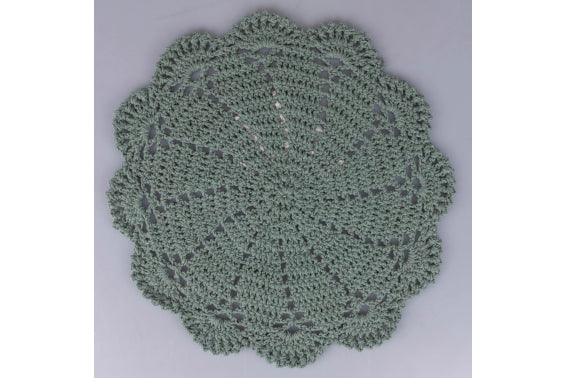 CROCHET PLACEMAT D 38CM SAGE GREEN - 5921184
