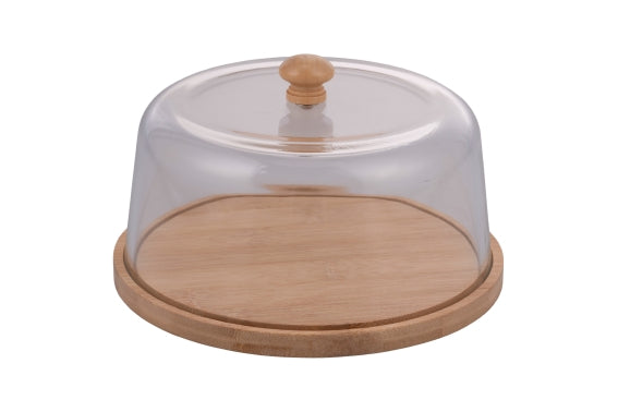 BAMBOO TRAY/GLASS BELL D.16,5 CM - 5921319