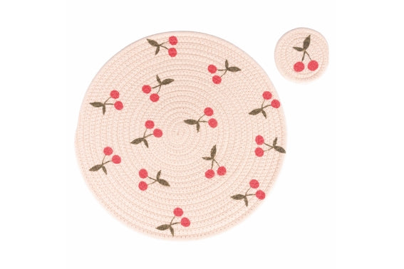 FRUIT FOR ONE PLACEMAT+CHERRY COASTER SET - 5921768