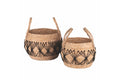 SET OF 2 NATURAL FIBRE DECORATIVE BASKETS. BLACK ROPE - 5921920