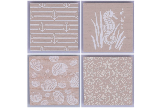 SET 4 COASTERS 4 ASS / WOOD  - 5922316