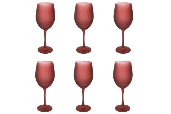 HAPPY HOUR SET6 GOBLETS 650ML FROSTED BURGUNDY - 5923513