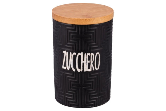 SHAPE SUGAR JAR 750ML BLACK W/BAMBOO LID - 5923566