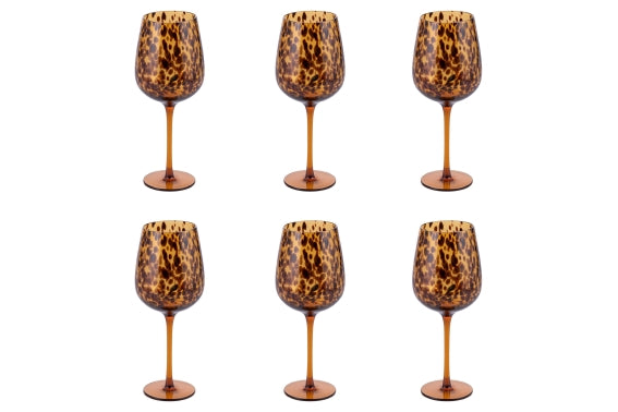 JAMILA SET OF 6 510ML AMBER GOBLETS W/BROWN BALLS - 5925098