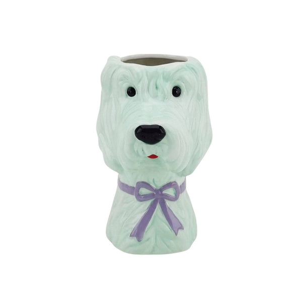 Vaso per fiori a forma di cane - Menta/Lilla - 13x14x21cm