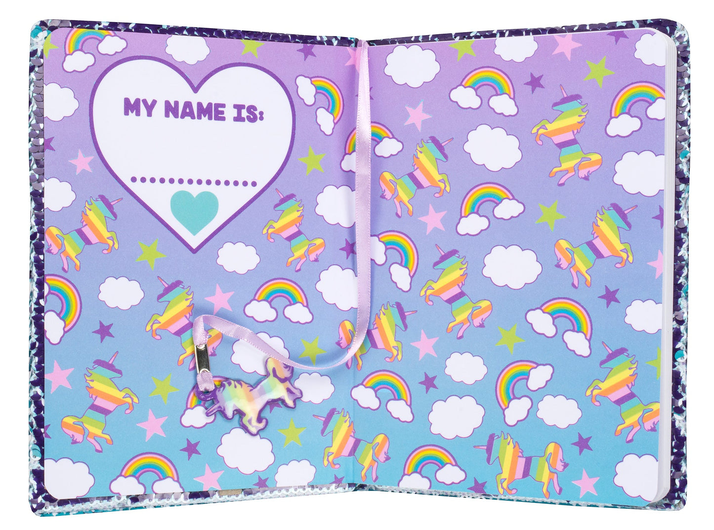 Carnet à sequins – arc-en-ciel licorne