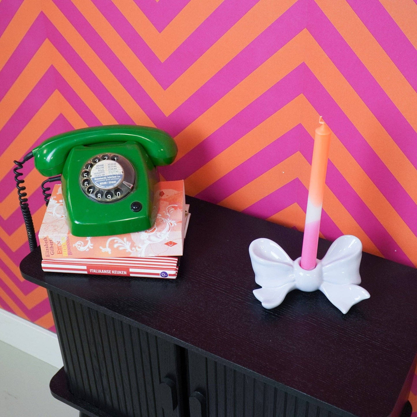 Candlestick - Knot - Ceramic - Lilac - 18x9x7 cm