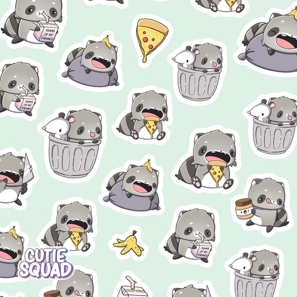 Planches d'autocollants Raton laveur farfelu