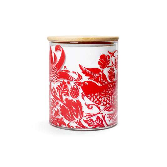 Recipiente para almacenar alimentos de vidrio rojo frambuesa de William Morris